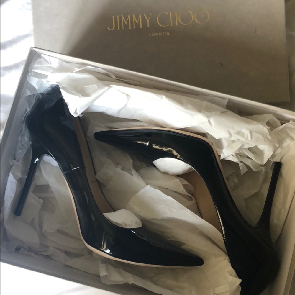Jimmy Choo Romy Black Patent Heels Size 37